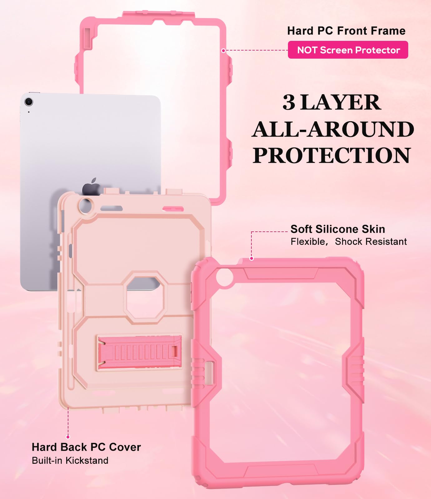 Okp Case For Ipad Air 11 Inch M2 2024 (Air 6Th), For Ipad Air 5Th/4Th Generation (2022/2020) 10.9'', Heavy Duty Rugged Air 6 5 4